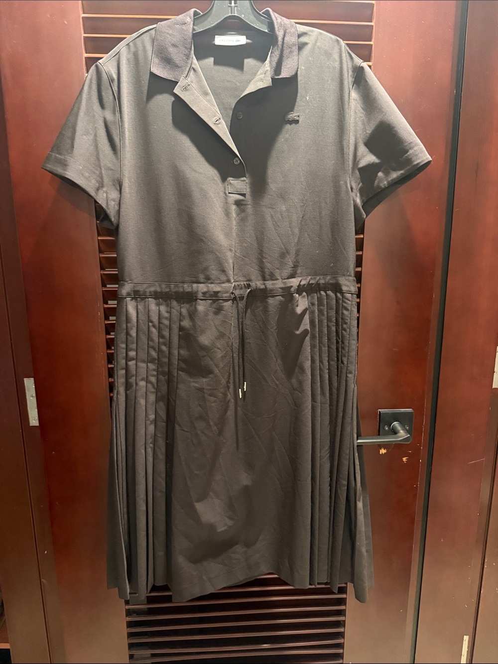 Lacoste Black Polo Dress with Pleated Skirt